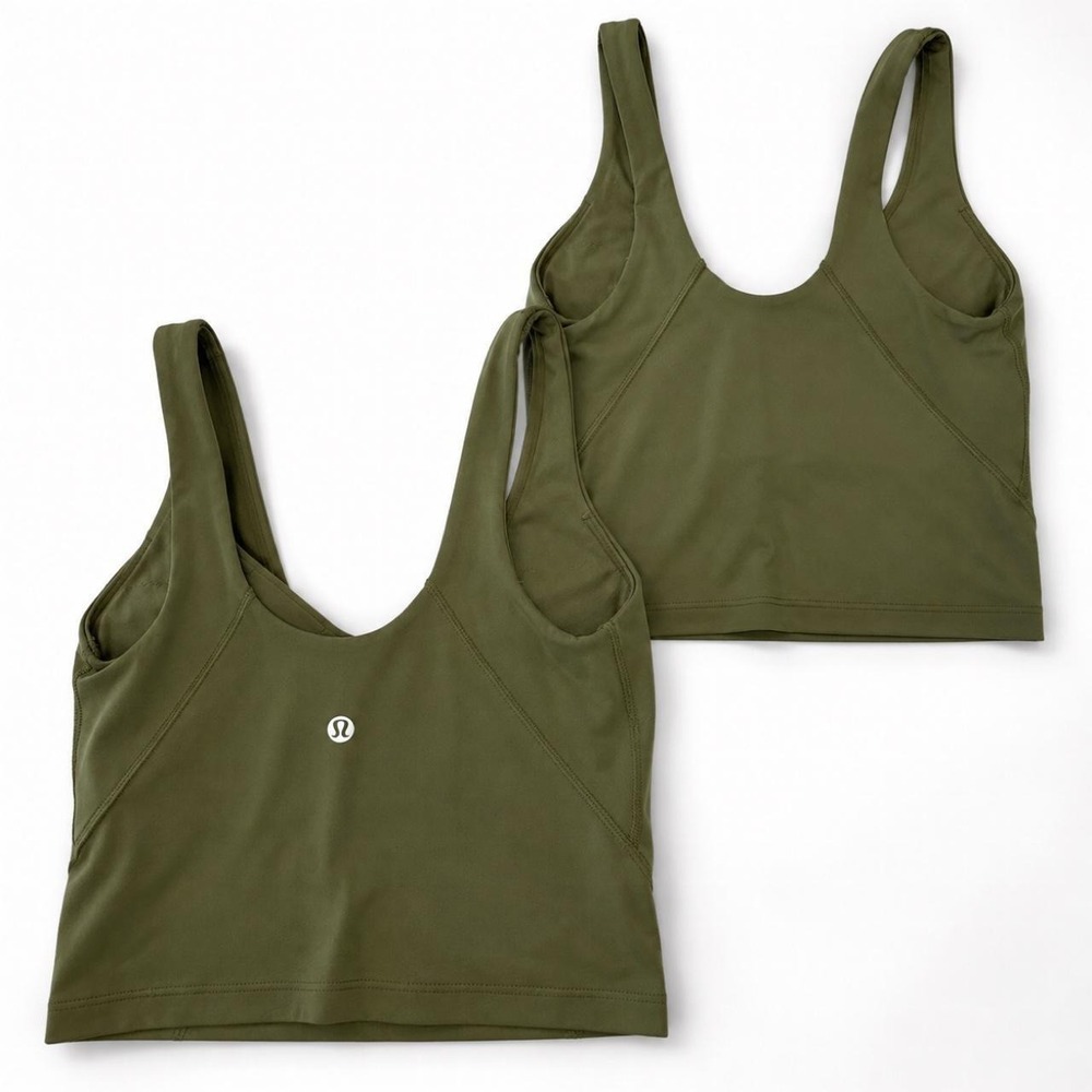 Lululemon Align Tank Top Olive Green Nulu Cropped Yoga Bra Tank
